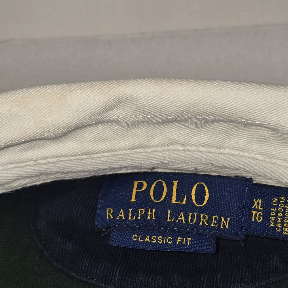 Polo Ralph Lauren Iconic Rugby Striped Collared Shirt XL Green Blue - Picture 4 of 7